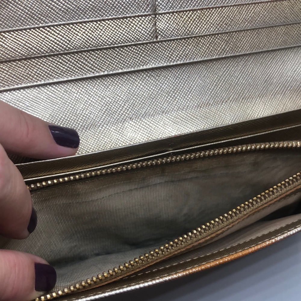 Gold Prada Saffiano Leather Long Wallet - Picture 5 of 12